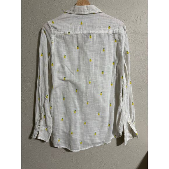 Merona Lemon Print Cotton Popover Shirt Medium - Picture 2 of 4